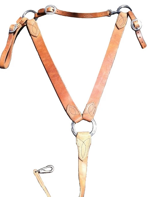 Buckaroo Leather Breast Collar With Engraved Rings 3 Buckaroo Leather Breast Collar With Engraved Rings