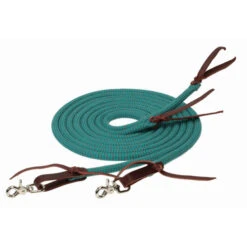 Weaver Leather Weaver EcoLuxe Round Split Reins -Classic Equine Shop ecoluxe round split rein turquoise charcoal weaver 51299.1673480103