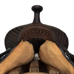 Alamo Saddlery Geo Aztec Barrel Saddle -Classic Equine Shop geo barrel brown front GEO AZTEC alamo 66490.1650487049