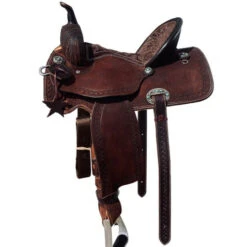 Alamo Saddlery Geo Aztec Barrel Saddle -Classic Equine Shop geo barrel brown side GEO AZT alamo 34867.1650487061