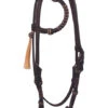BLR Rawhide Trim Round One Ear Headstall -Classic Equine Shop rawhide round 1 ear hs dark 2294 DK buffalo leather 22418.1647369660
