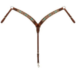 Turquoise Cross Aztec Contoured Breast Collar