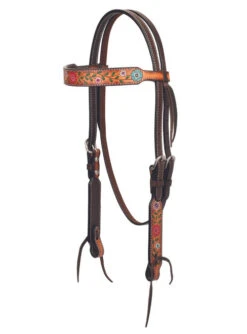 Turquoise Cross Floral Vine Brow Headstall