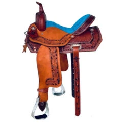 Alamo Saddlery TTBS Barrel Saddle -Classic Equine Shop ttbs barrel brown blue side TTBS alamo 10691.1650485397