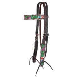 Circle Y Vibrant Garden Brow Headstall -Classic Equine Shop vibrant flower brow hs brown multicolor side 1001 10 SC circle y 02398.1613175263